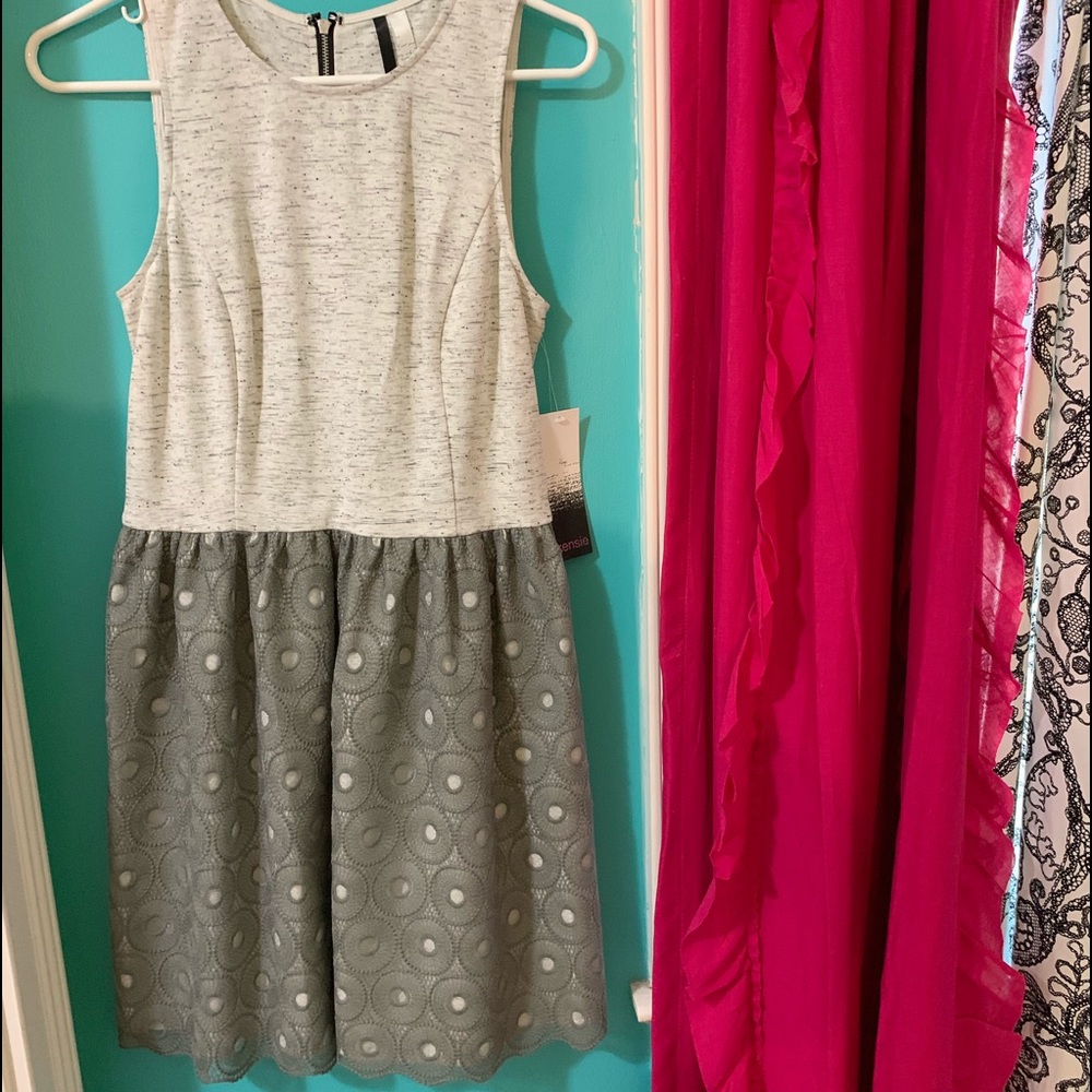 Grey and White Dress